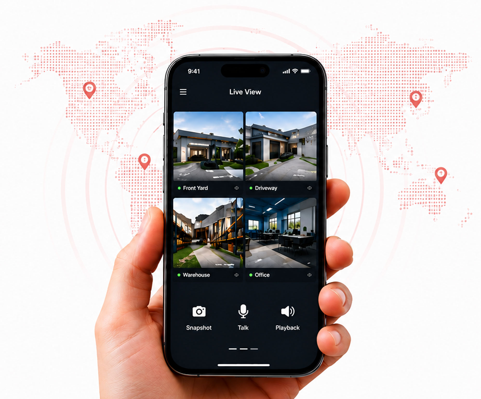 Mobile live view app with world map background